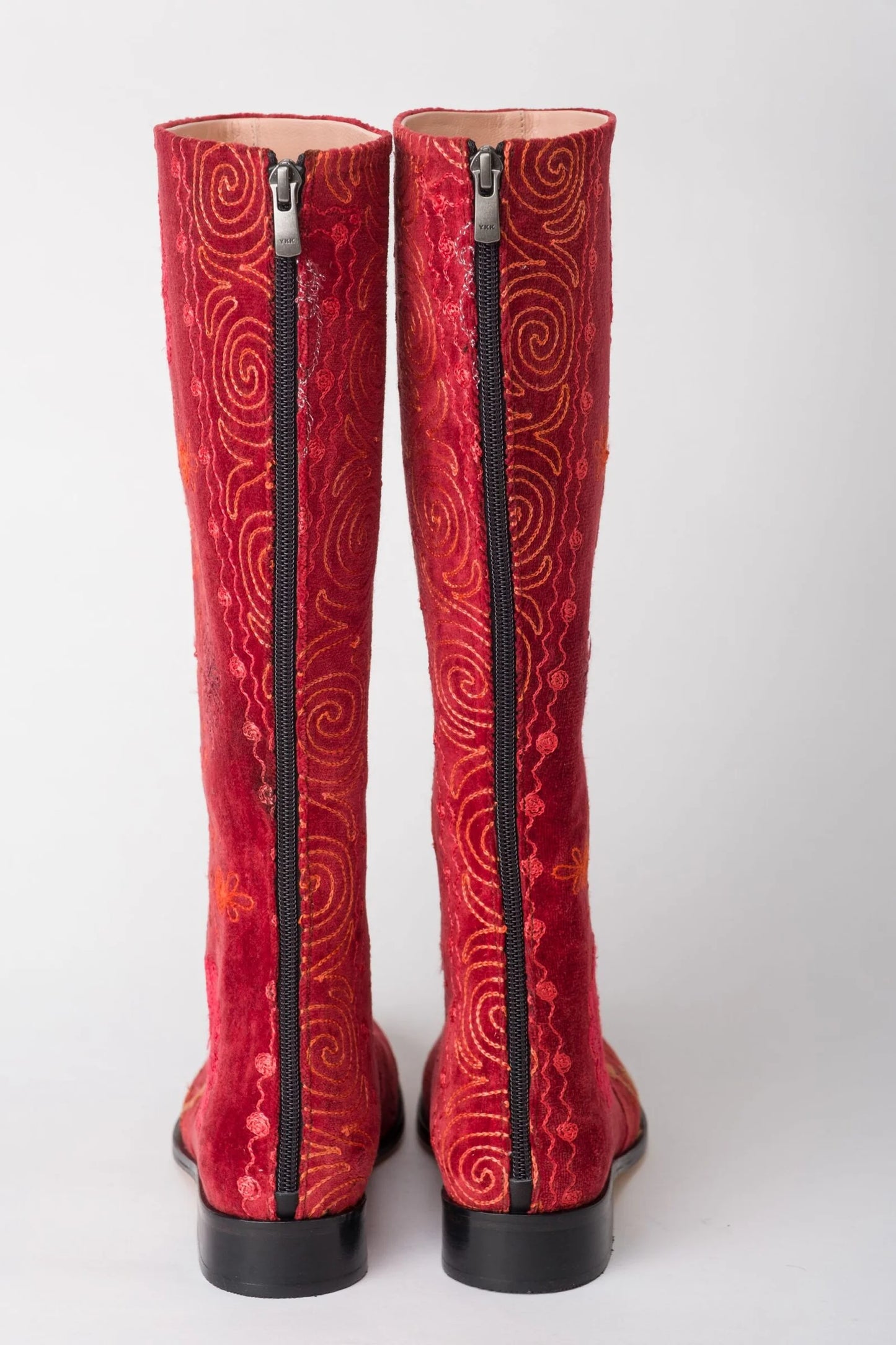 Red Knee-High Suzani Boots