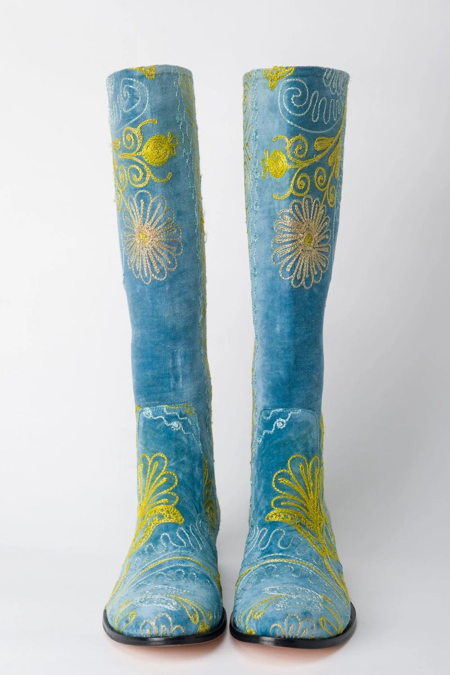 Turquoise Knee-High Suzani Boots