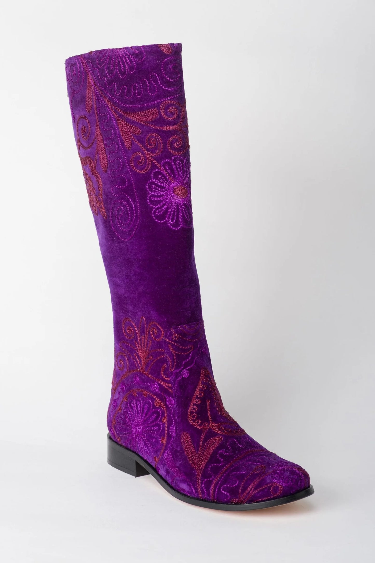 Purple Knee-High Suzani Boots