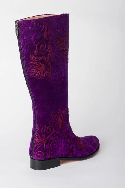 Purple Knee-High Suzani Boots