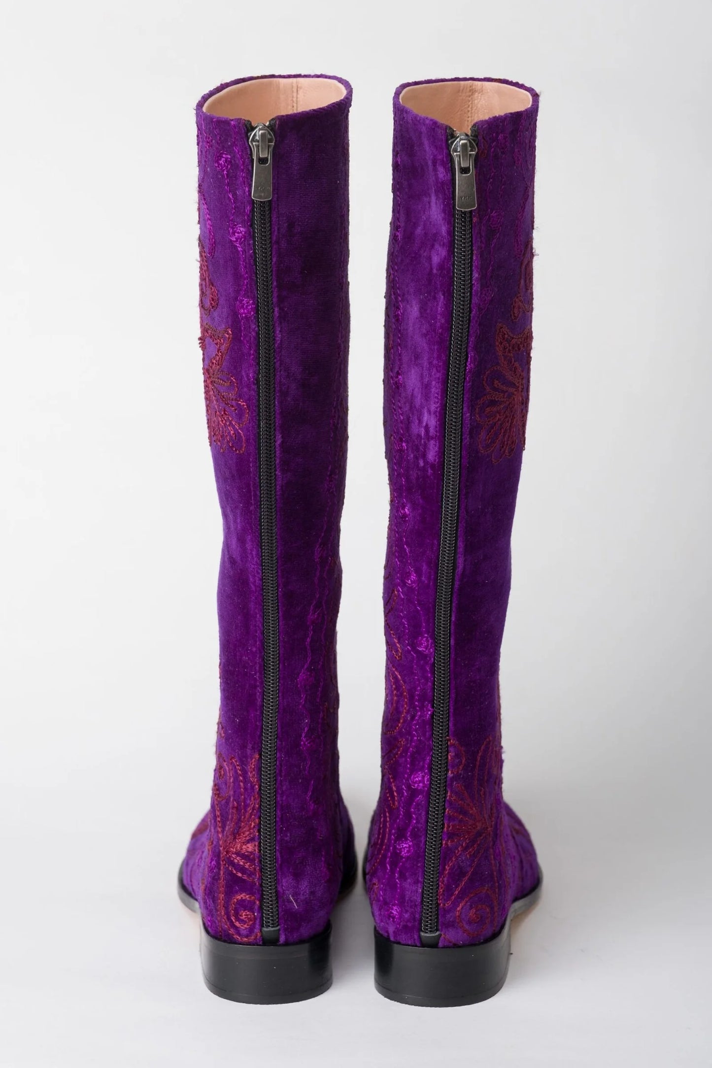 Purple Knee-High Suzani Boots