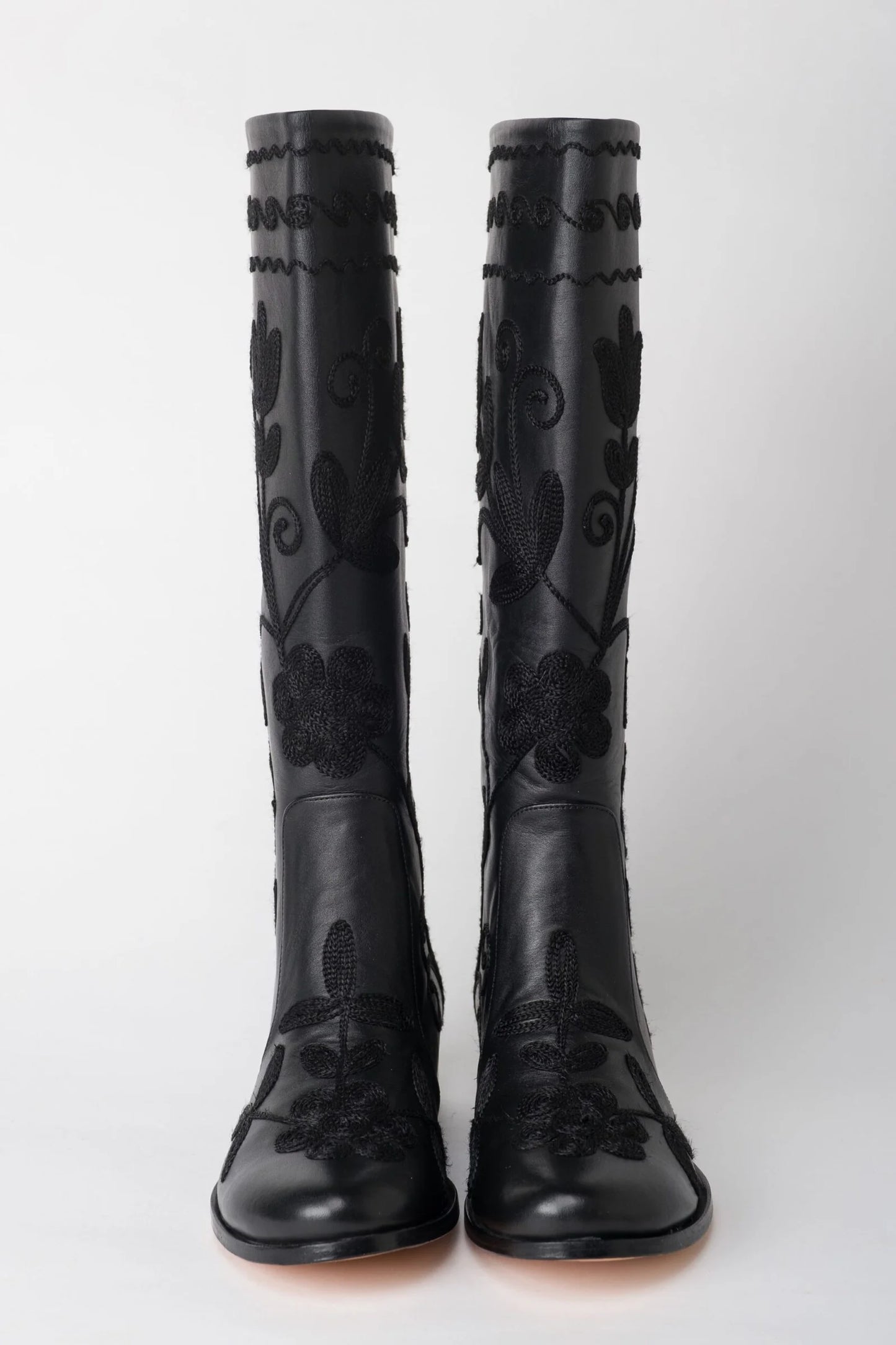 Black on Black Knee-High Leather Boots