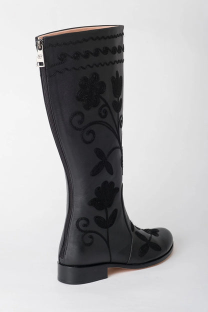 Black on Black Knee-High Leather Boots