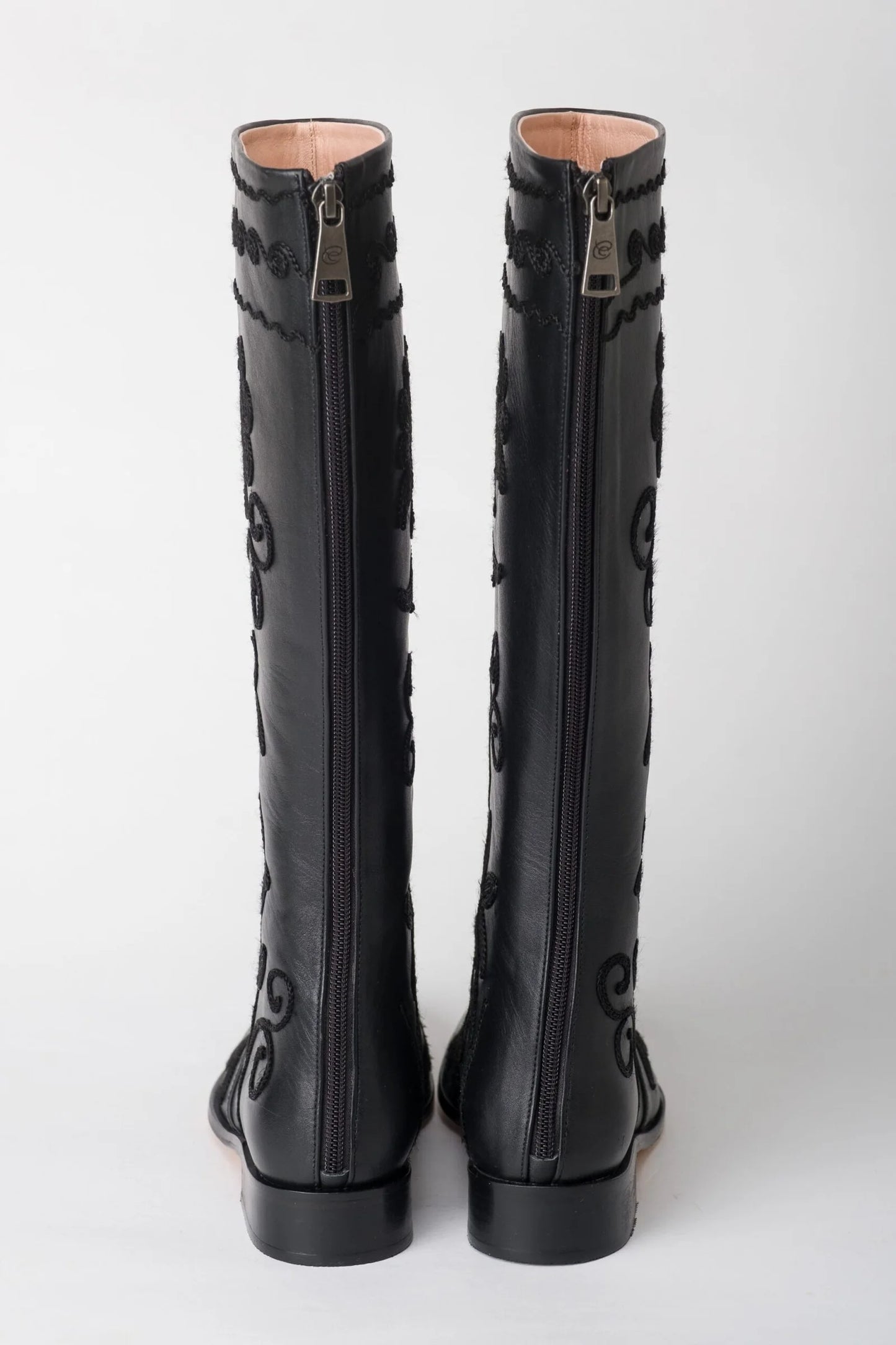 Black on Black Knee-High Leather Boots