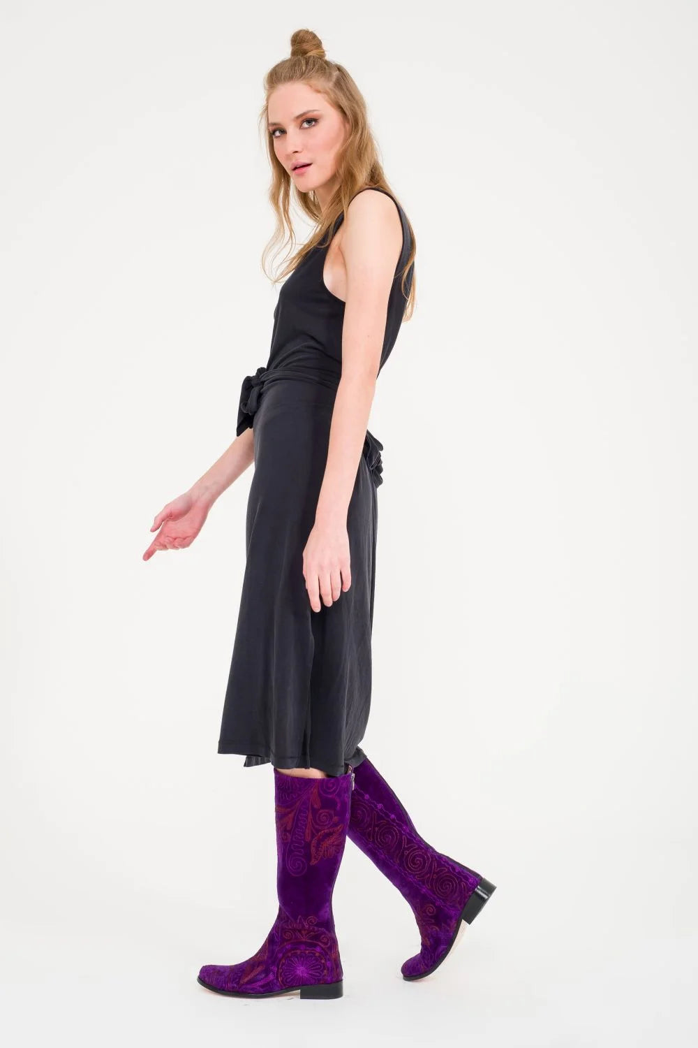 Purple Knee-High Suzani Boots