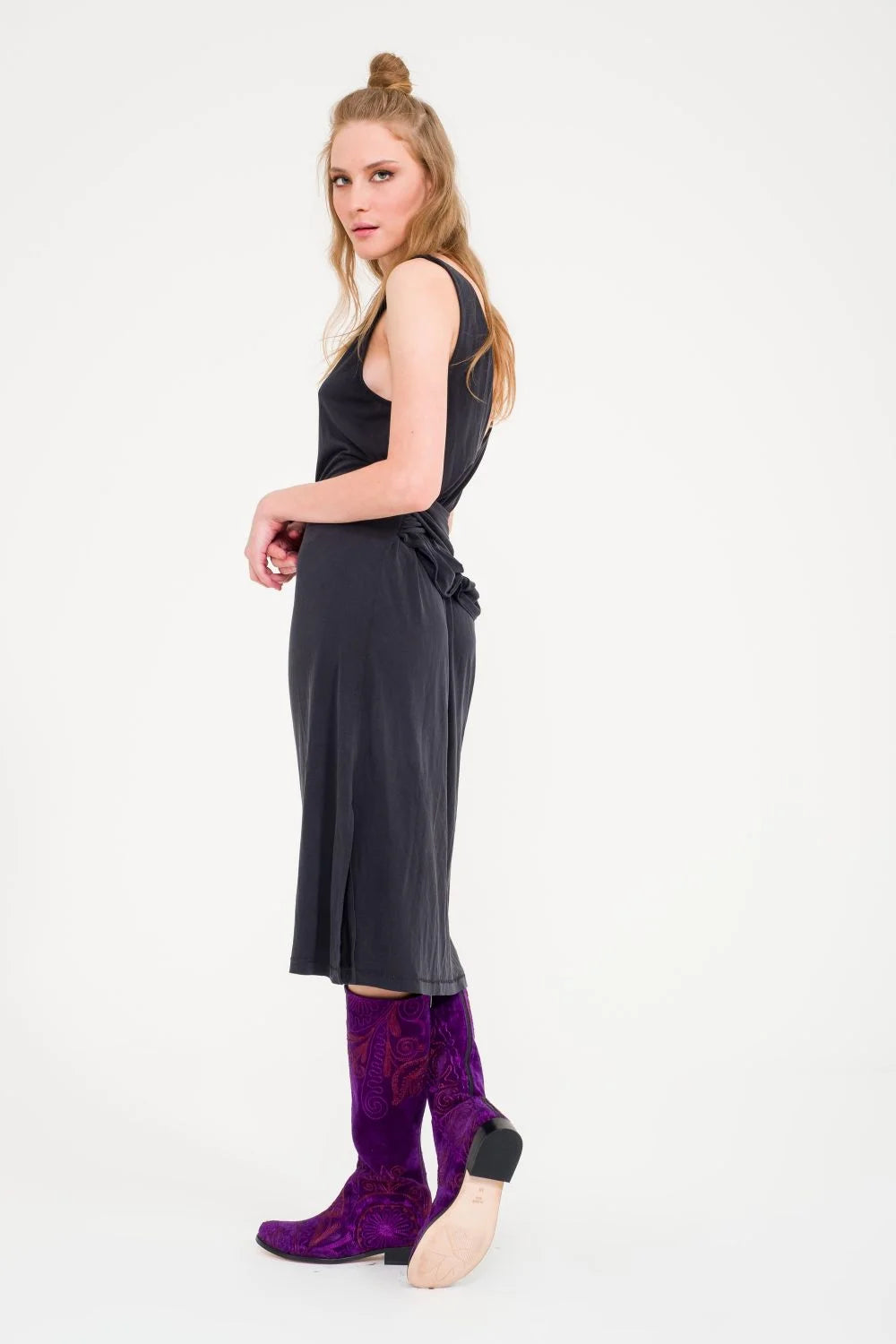 Purple Knee-High Suzani Boots