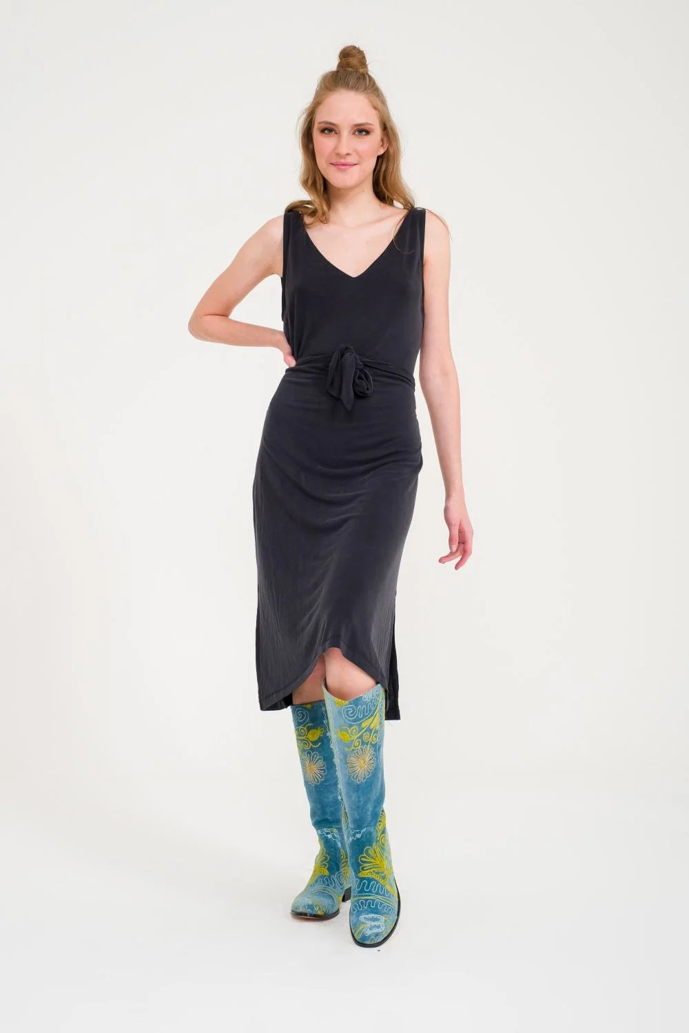 Turquoise Knee-High Suzani Boots