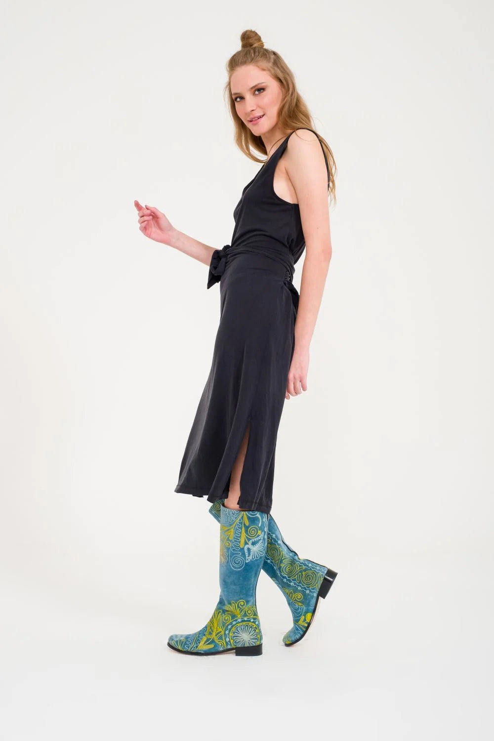 Turquoise Knee-High Suzani Boots