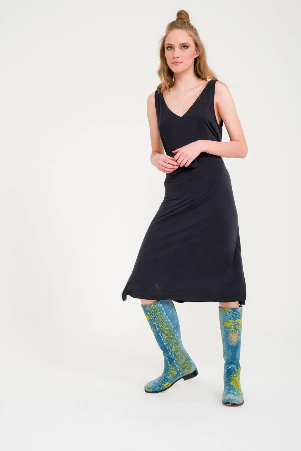 Turquoise Knee-High Suzani Boots