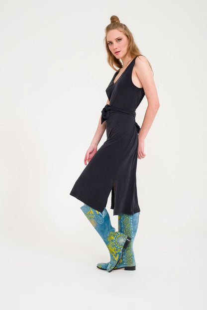 Turquoise Knee-High Suzani Boots